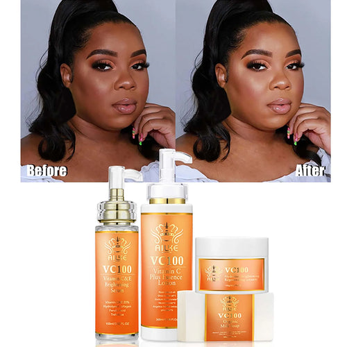 Vitamin C Whitening Kit for Women, Even Skin Tone, Clean Skin, Moisturizing, anti Wrinkles, Skin Glowing Beauty Set