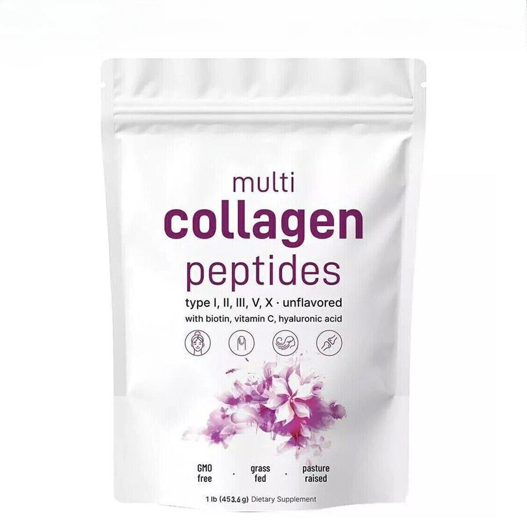 (Type I,II,III,V,X) Multi Collagen Peptides Powder-Hydrolyzed Protein Peptides 1Lb